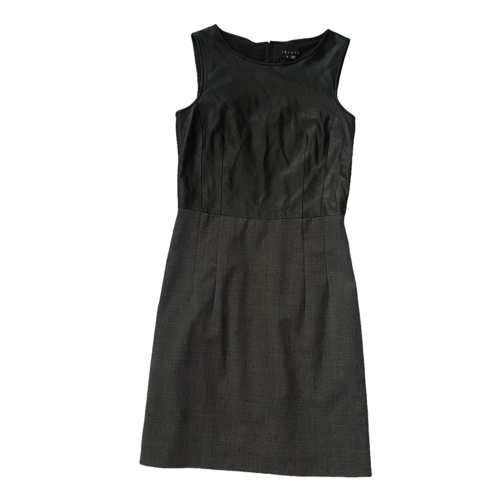 Theory Black and Grey Wool Dress